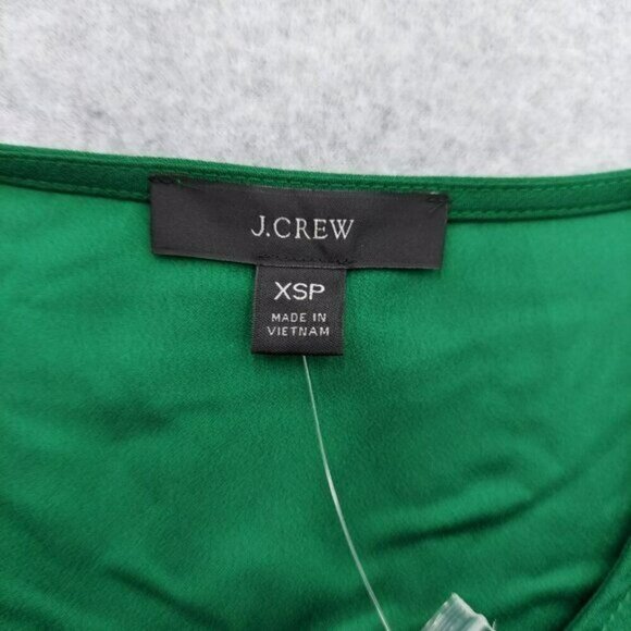 J Crew Green Puff Sleeve Keyhole Neckline Crepe Top Blouse BL711 Women Size XSP - Picture 7 of 15